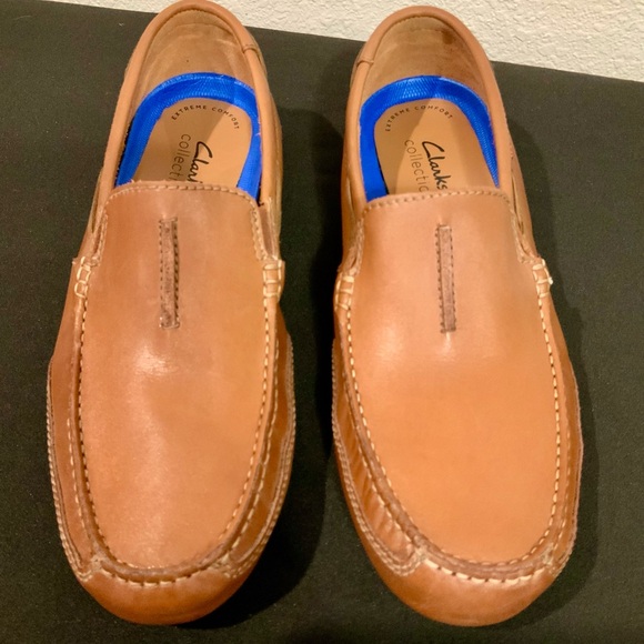 Clarks Other - Clarks Light Brown Leather Slip-On Loafers